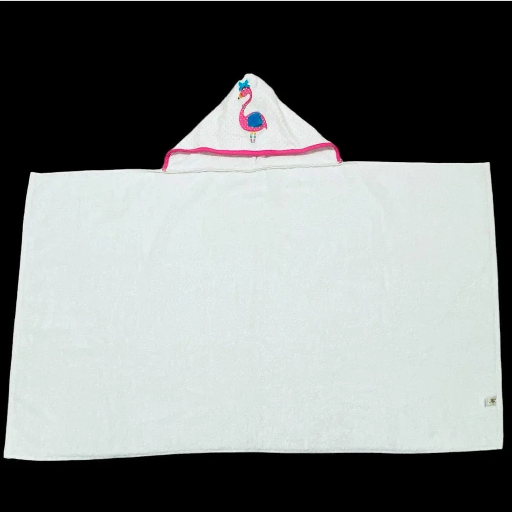Maison Chic Pink Flamingo Kids Hooded Cotton Towel Beach Bath Pool 28x52 Large
